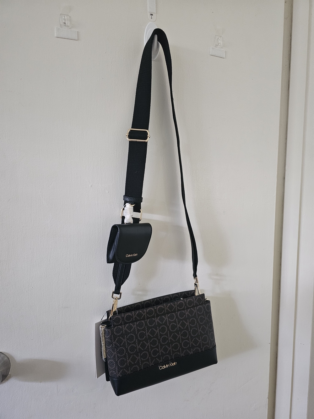 Calvin Klein Bianca Signature Adjustable Crossbody Bag in Brown/Black - Picture 2 of 7